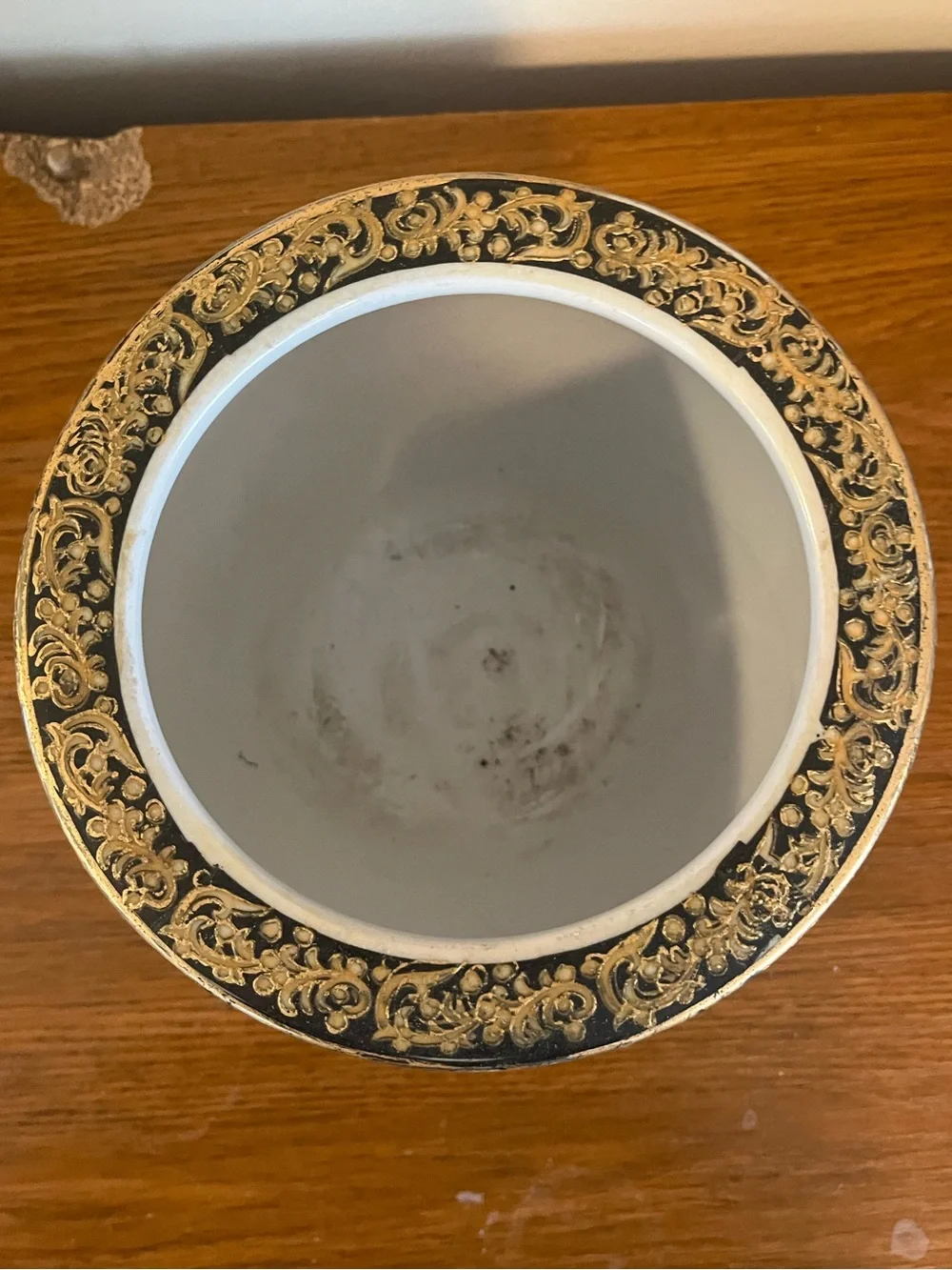 Decorative Floral Porcelain Planter with Gilded Rim